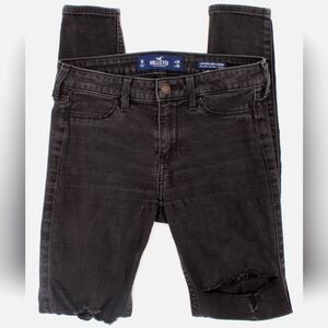 Hollister Women’s Size 1R Black Cutout Jeans W25 L28 Distressed Ripped Denim